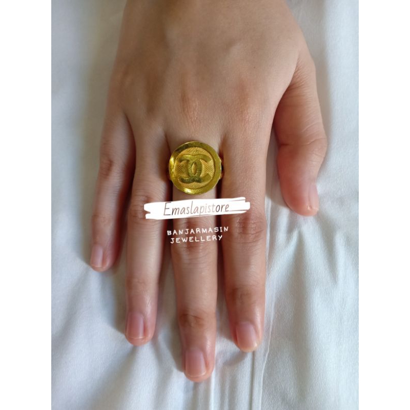 Cincin Koin Lingkar Batang "C" Lapis Emas 999 Banjar