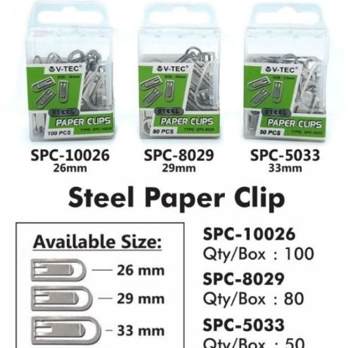 

V Tec Steel Paperclip SPC 26 29 33 mm || Paper Clip Kertas Baja