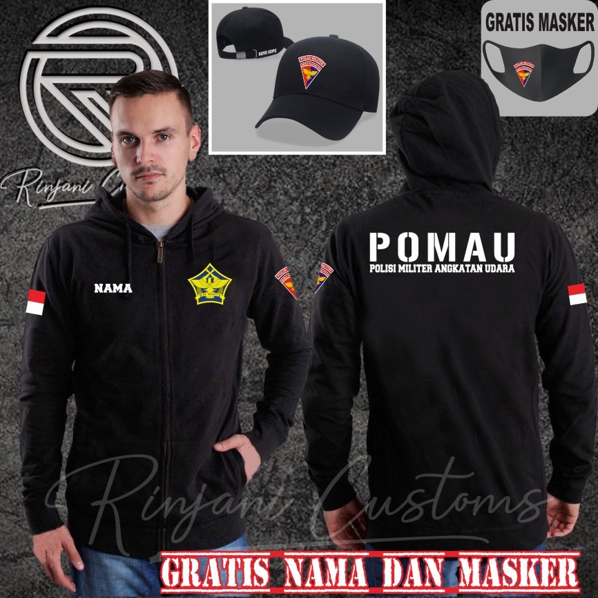 JAKET  POLISI MILITER ANGKATAN UDARA GRATIS NAMA DAN MASKER  - JAKET SWEATER POMAU TNI AU