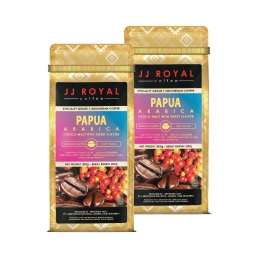 

JJ Royal Coffee Papua Arabica Ground & Beans (Bubuk & Biji) Bag 200gr