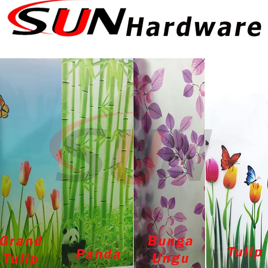 ORIGINAL Fiber Pagar Plastik Penutup Pagar Motif Bunga Daun Ungu Per Meter