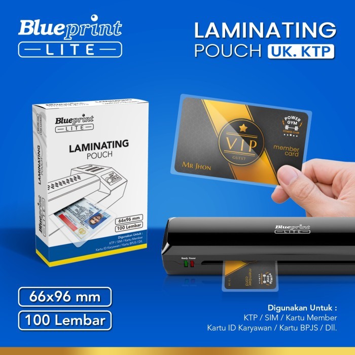 

BL-LPK103 Plastik Laminating POUCH Film BLUEPRINT LITE / Film 85 Micron ID KTP
