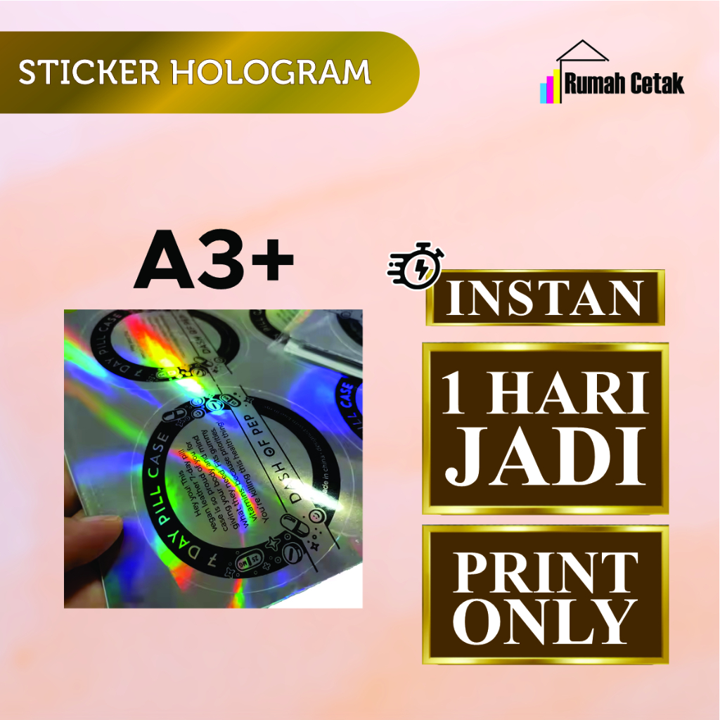 

Print Cetak Label Stiker Hologram Rainbow A3+ (PRINT ONLY)