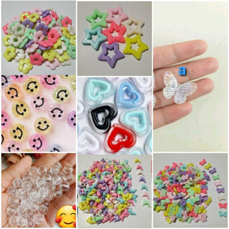 Aneka manik-manik beli 5 free 1 manik acak paket DIY belajar meronce anak-anak manik murah meriah ma