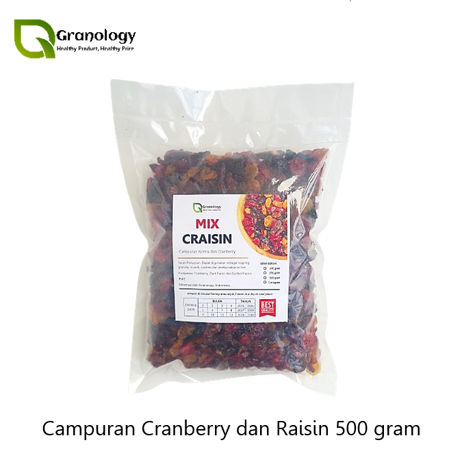 

Mix Craisin 500 gram (Cranberry, Dark Raisin & Golden Raisin) by Granology