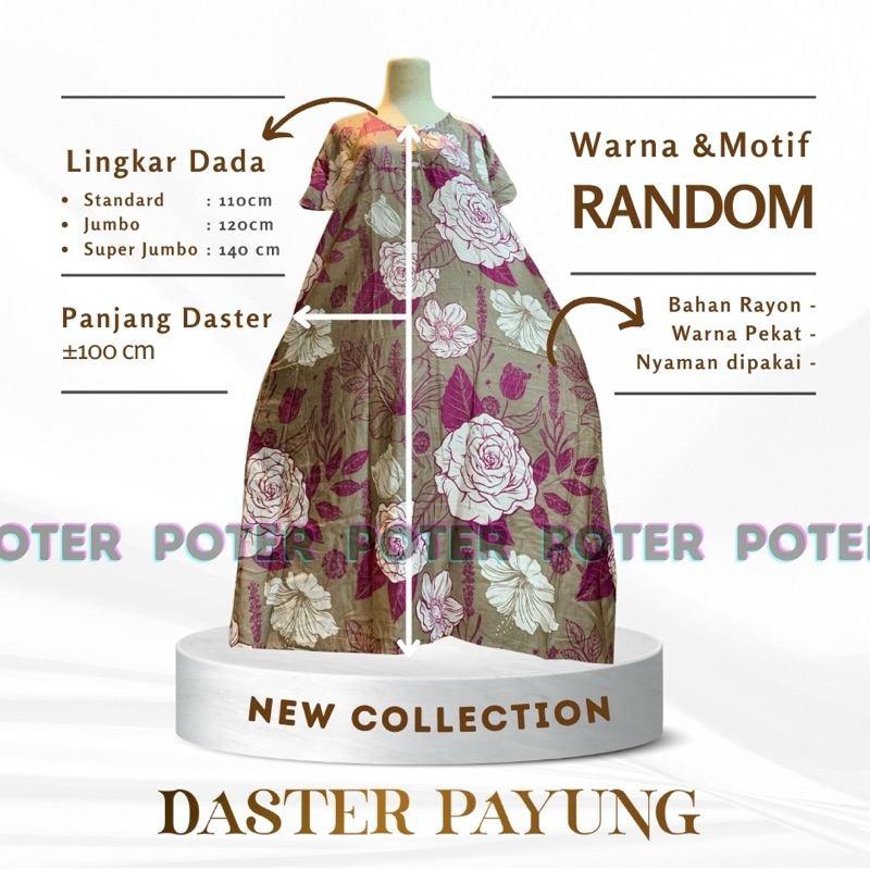 Daster payung dewasa kekinian kantong long rayon motif super jumbo xxxl batik standar xxl xl dress m