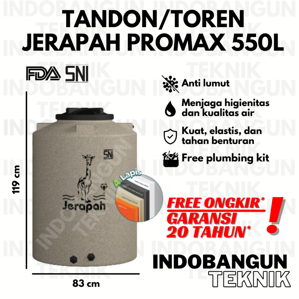 Tandon Toren Tangki Air Jerapah Promax 500 520 Liter Kualitas Penguin Harga Murah Garansi 20 Tahun