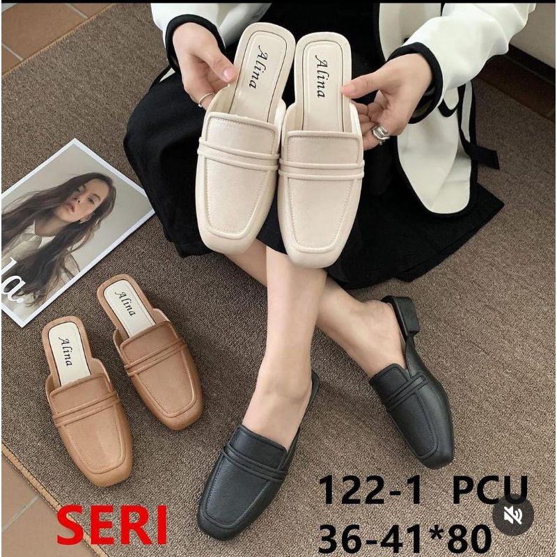 sandal selop wanita import slip on polos terbaru alina