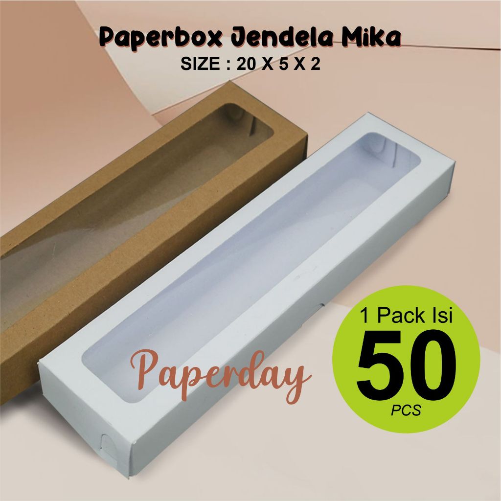 

PAPERBOX JENDELA MIKA 20X5X2 kemasan 1 pak isi 50 pcs