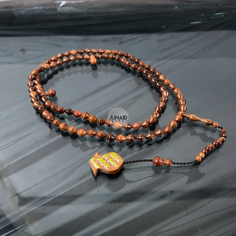 Tasbih Kaokah Wajik Terompah Ukir Nama Warna Coklat Bahan Kaukah Koka Kokka Asli Original