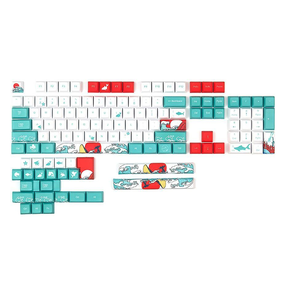 Keycaps PBT Ukiyo Sea Wave XDA profile Coral dye-sub Keycap White