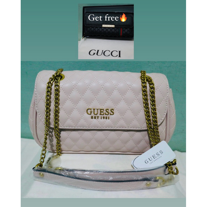 [BARU bukan PL‼️] Ori Factory Outlet Guess Maila Pink Free Dompet GC