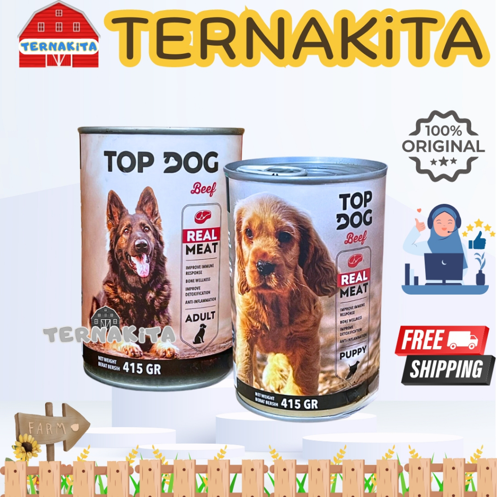 TOP DOG WET FOOD KALENG ADULT & PUPPY 415 gr - makanan basah anjing top dog wet food puppy & adult
