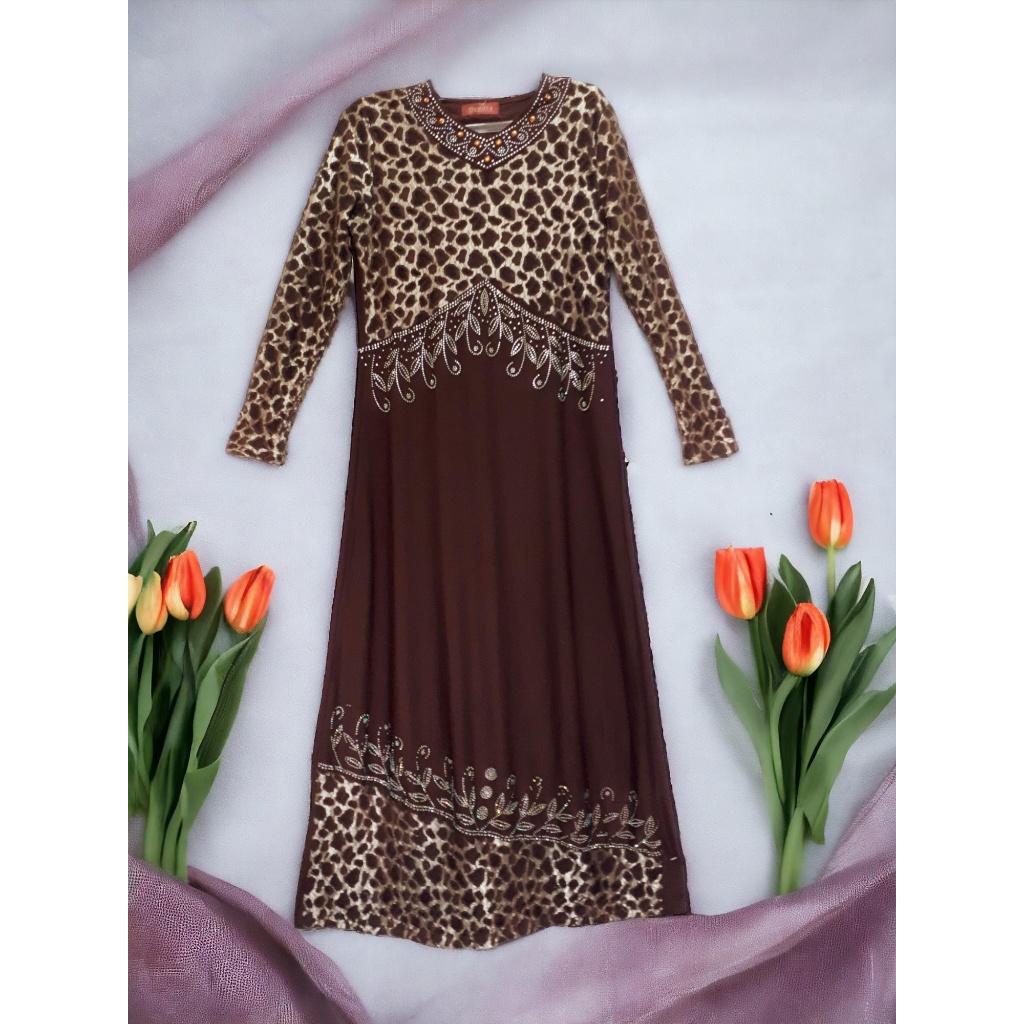 GAMIS PESTA COKELAT LD 98 PB 140 LIKE NEW