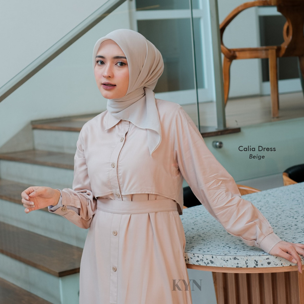 PROMO / BAHAN PREMIUM / KYN Calia Dress - Dress Korean Style Kekinian Gamis Wanita Bahan Katun