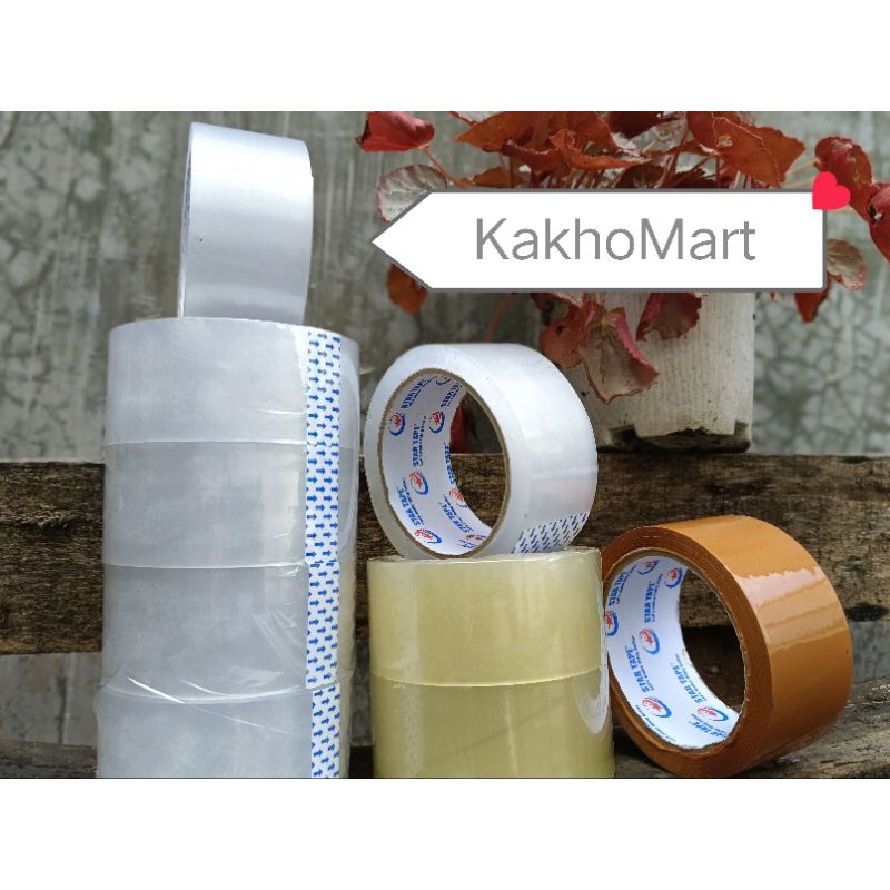 

Lakban bening kuning,Bening putih ,Coklat 45 mm x 90 yard(Solatip murah ekonomis)
