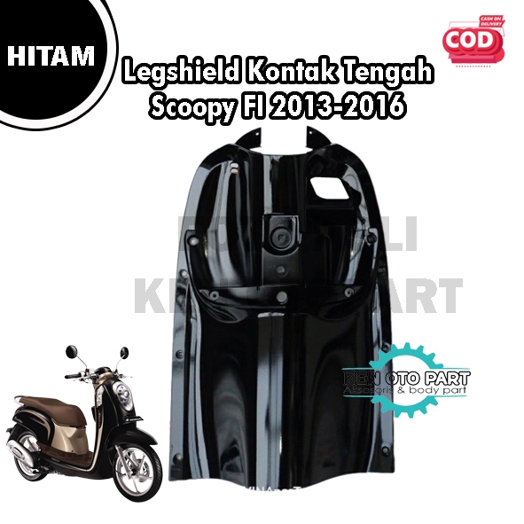 Cover Legshield Kontak Tengah Honda Scoopy FI 2013-2016 Hitam Glossy