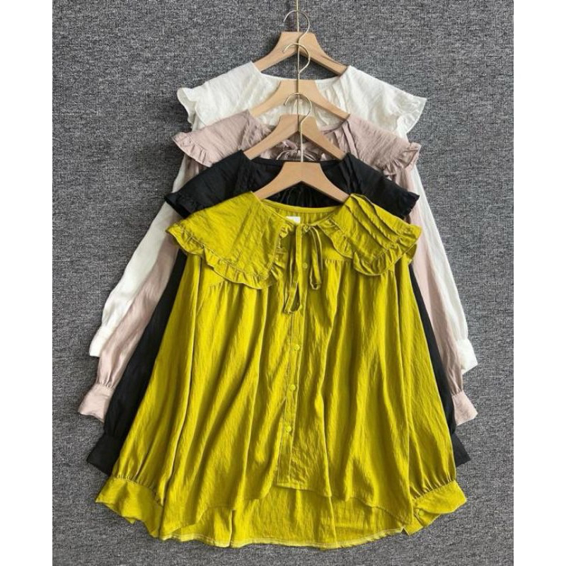 RILA BLOUSE LINEN PREMIUM / BLOUSE LINEN / BLOUSE KERAH JAPAN (COD)