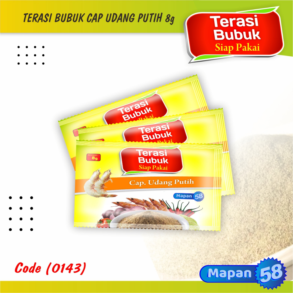 

Terasi Bubuk 8gr Cap Udang Putih 58