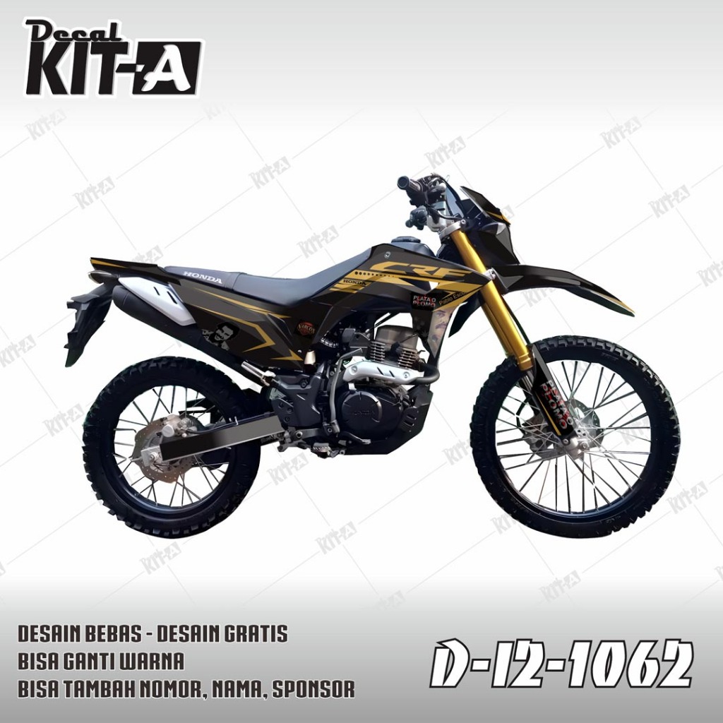 DECAL SUPERMOTO HITAM LIS EMAS CRF 150 - STIKER FULLBODY CRF NEW 2024 D-I2-1062