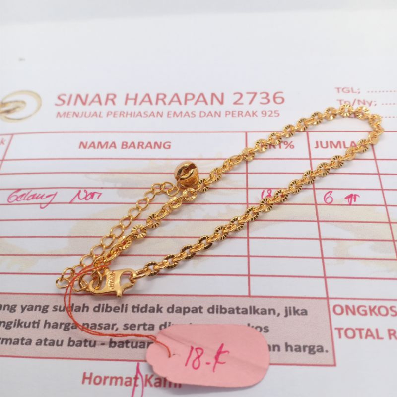 GELANG TANGAN WANITA IMPORT EMAS MUDA 18K BERAT 6 GRAM