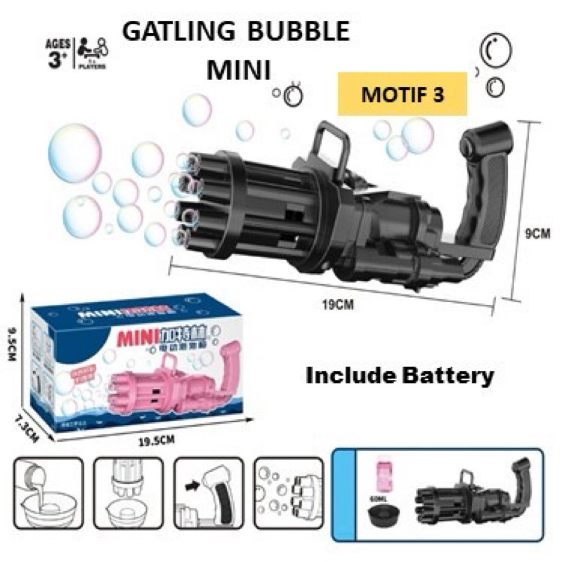 Mainan bubble gun tembakan gelembung sabun pistol gelembung gatling bubble gun cairan bubble