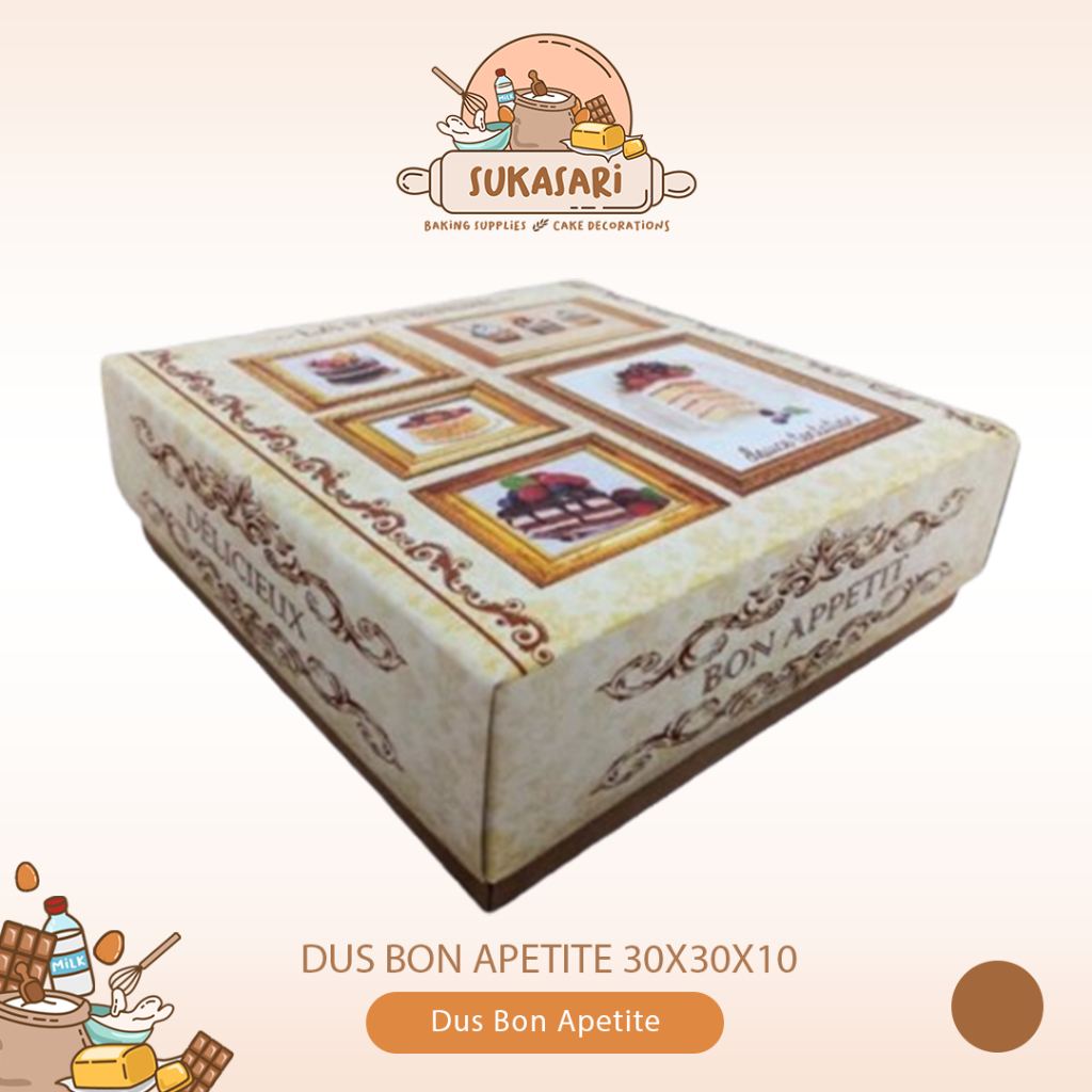 

Dus bon apetite 30x30x10 Dus Kue Cake Box kemasan corrugated box