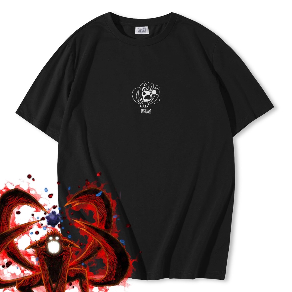 Kaos Naruto Four Tail Chibi Anime Manga Otaku Naruto Shippuden Kyubi Kurama Jinchuriki Premium Unise