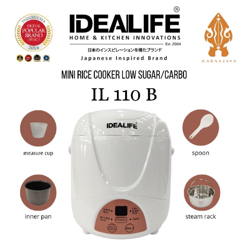 MINI RICE COOKER DIGITAL LOW CARBO IDEALIFE IL-110B LOW SUGAR ORIGINAL GARANSI RESMI