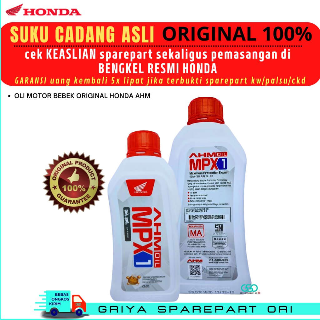 Oli MPX1 original asli AHM Oli mesin motor honda Supra X 125 Supra Fit X GTR Blade Revo CS1 Astrea G