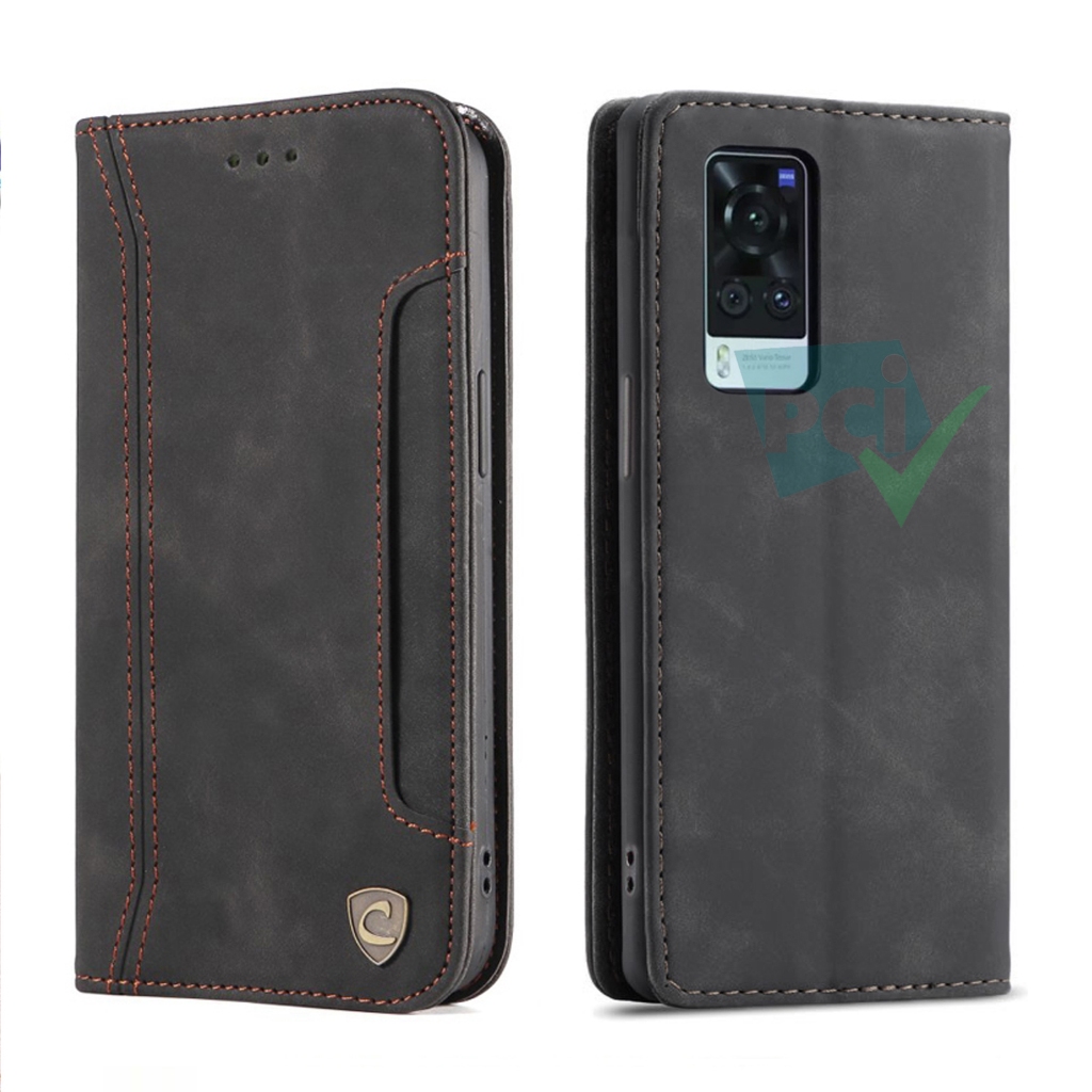 Case Vivo X60 Pro Wallet Extra Slot Card Full 360 Degree Super Mewah Flip Cover Auto Lock Casing