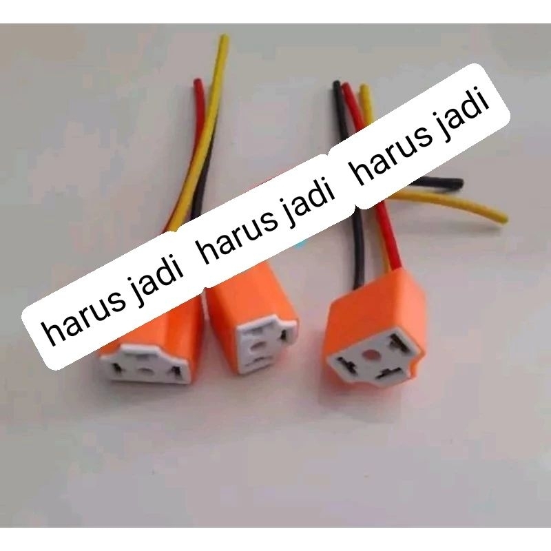 soket lampu H4 hologen lampu depan bahan kramik anti panas universal mobil dan motor