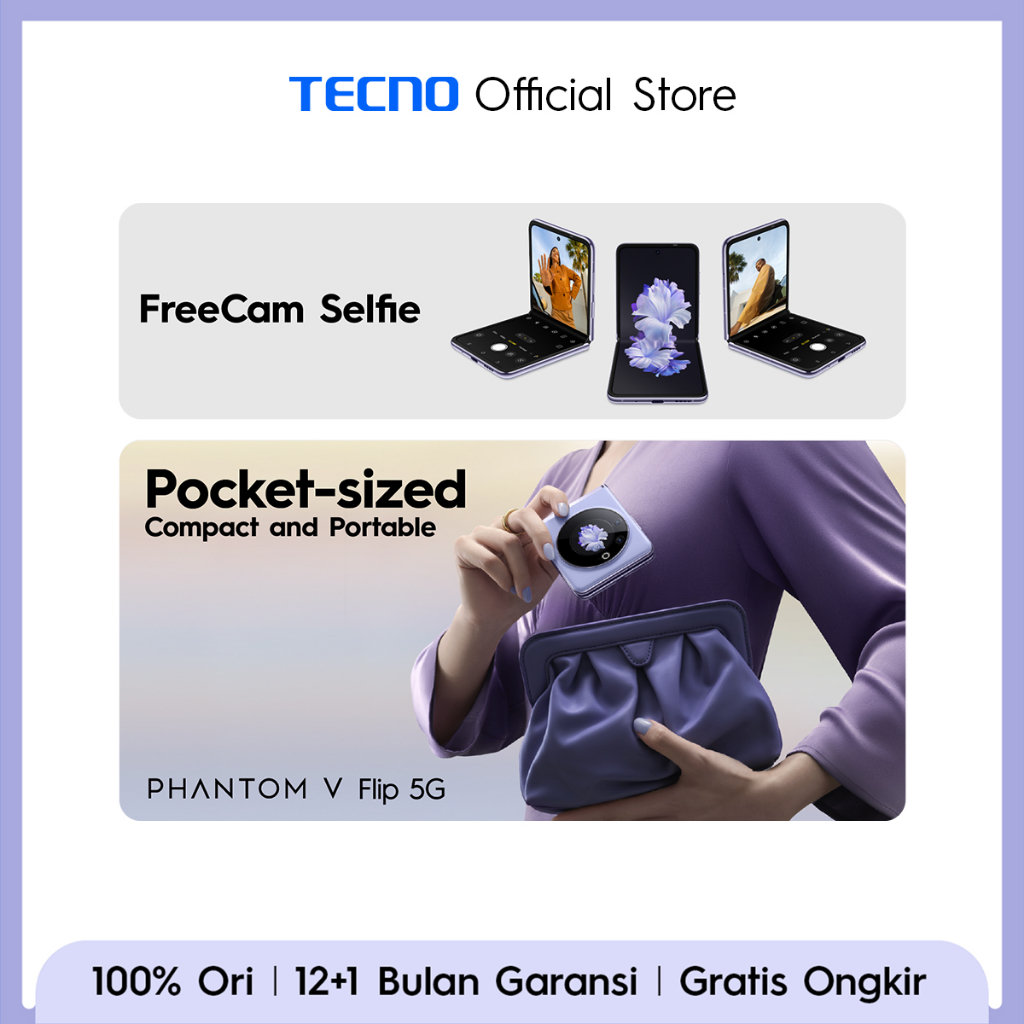 [Pasti Disc 50%] TECNO PHANTOM V Flip 5G - 8+8GB*+256GB, 64MP Ultra-clear Cam, 120Hz Screen, 4000mAh+45W Flash Charging, NFC, The Planet Cover Screen, 32MP Dual-flash Selfie, Android 13, Garansi 12+1 Bulan-2