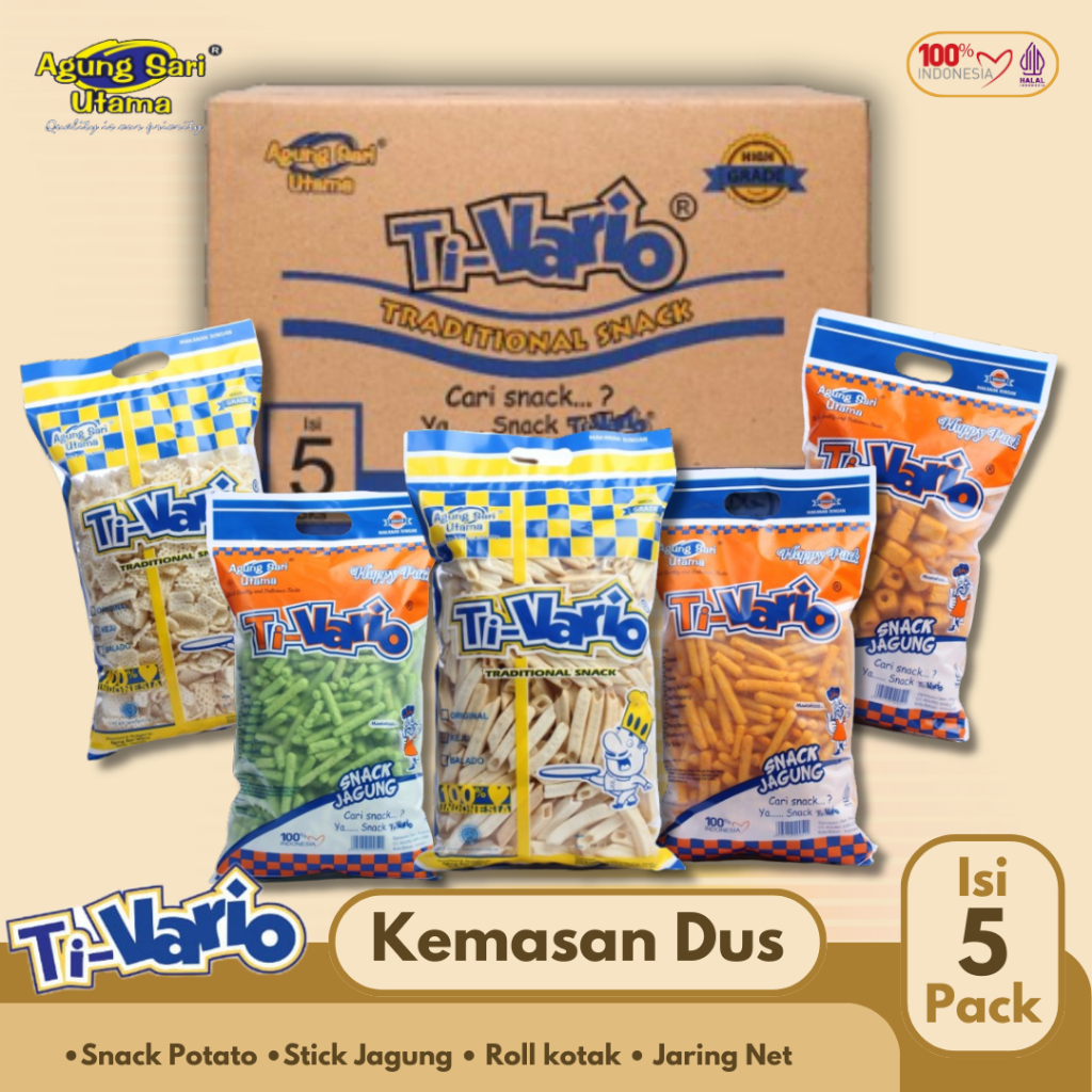 

TI-VARIO COMBO - Kentang - Jagung - Jaring Net - Roll stik - Viral - Cemilan Anak - Premium - Stik