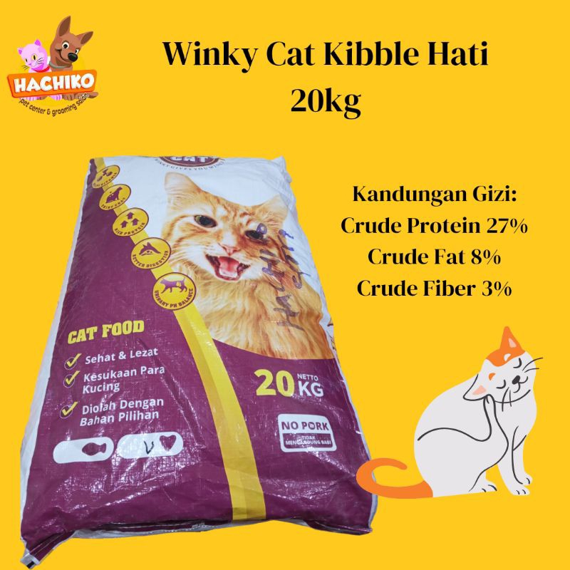 Winky Cat Kibble Hati 20kg / Winky Dry Food Kibble Hati / Makanan Kucing Winky 20kg