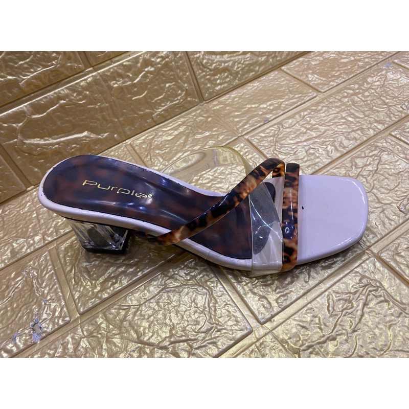 sendal heels purple hak kaca kekian nyaman di kaki