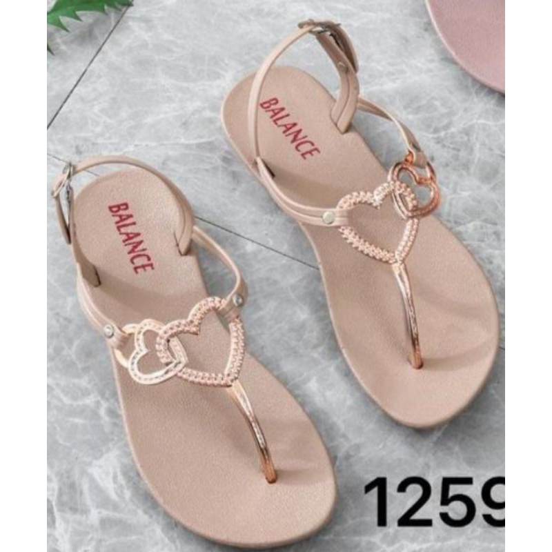 sepatu Sandal teplek flat Wanita Jepit Tali Belakang Jelly Karet motif