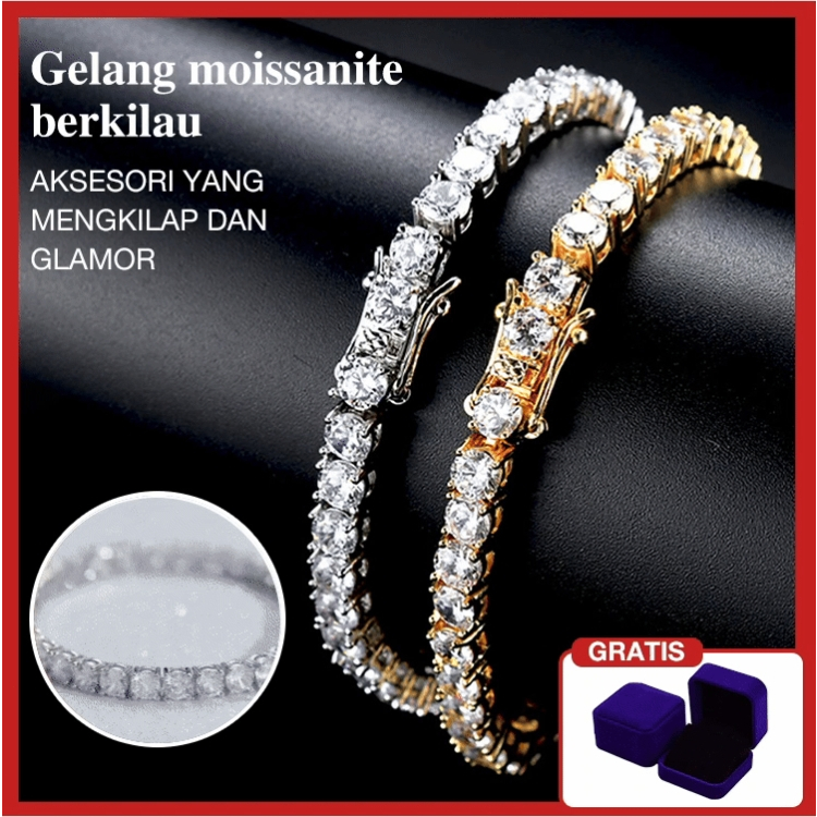 TERLARIS 8.8 PROMOLOZT GELANG BERLIAN GELANG PUTIH PERMATA GELANG WANITA ELEGAN BERLIAN MOISSANITE