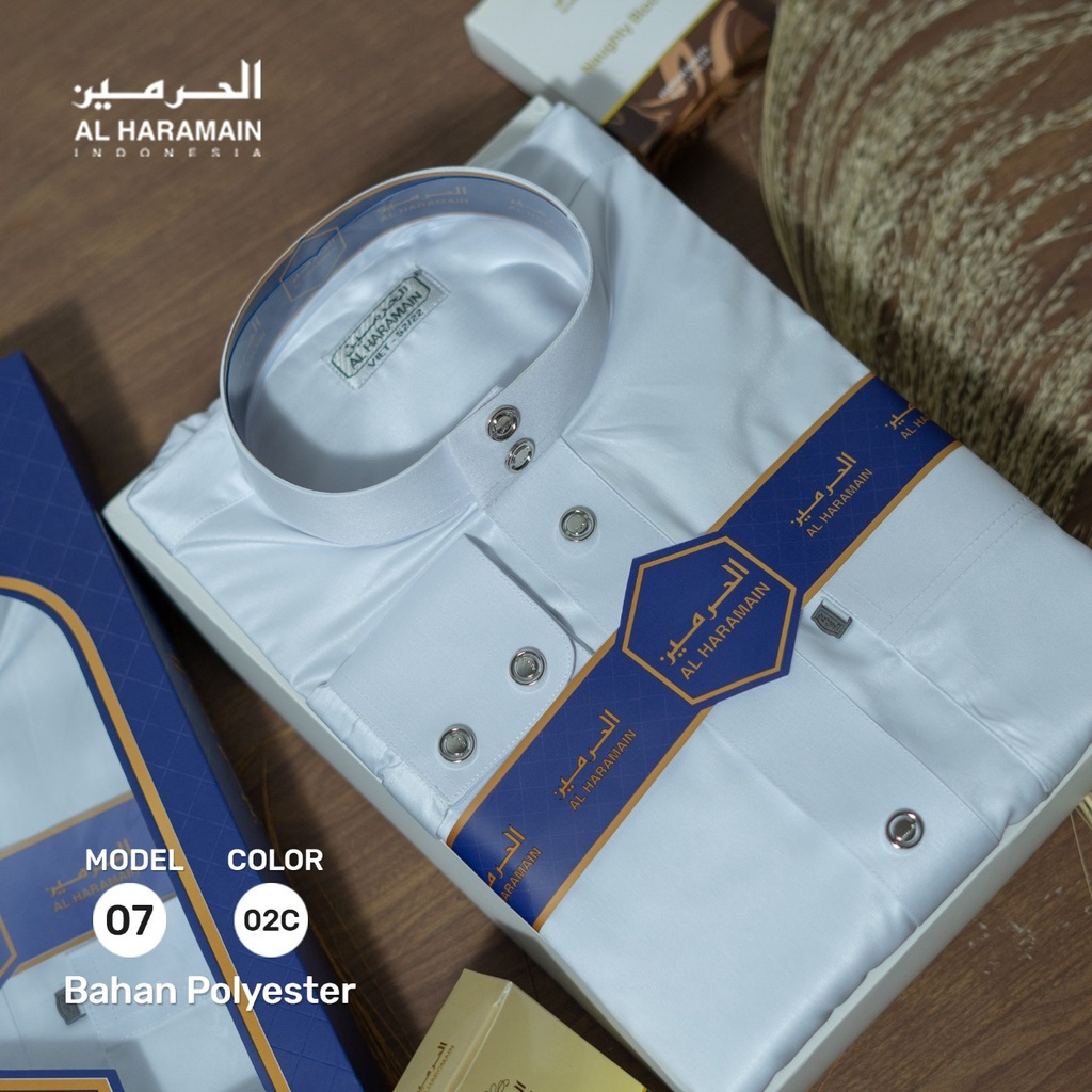 NEW GAMIS ALHARAMAIN TERBARU MANSET BORDIR PUTIH | JUBAH AL HAROMAIN KOMBINASI & POLOS MANSET TERLAR