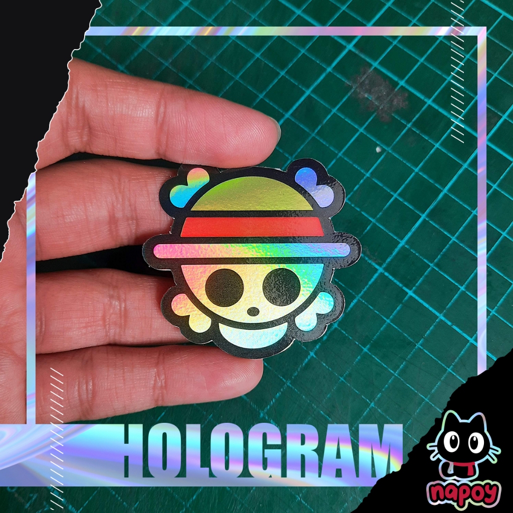 Stiker Hologram Anime One Piece Logo Cute
