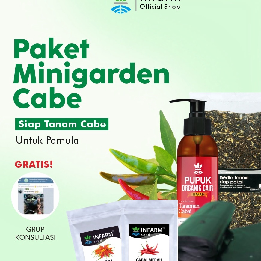 FSASH SALE INFARM  Paket Minigarden Cabai Berkebun Siap Tanam POC Cabai Media Tanam Polybag dan Beni
