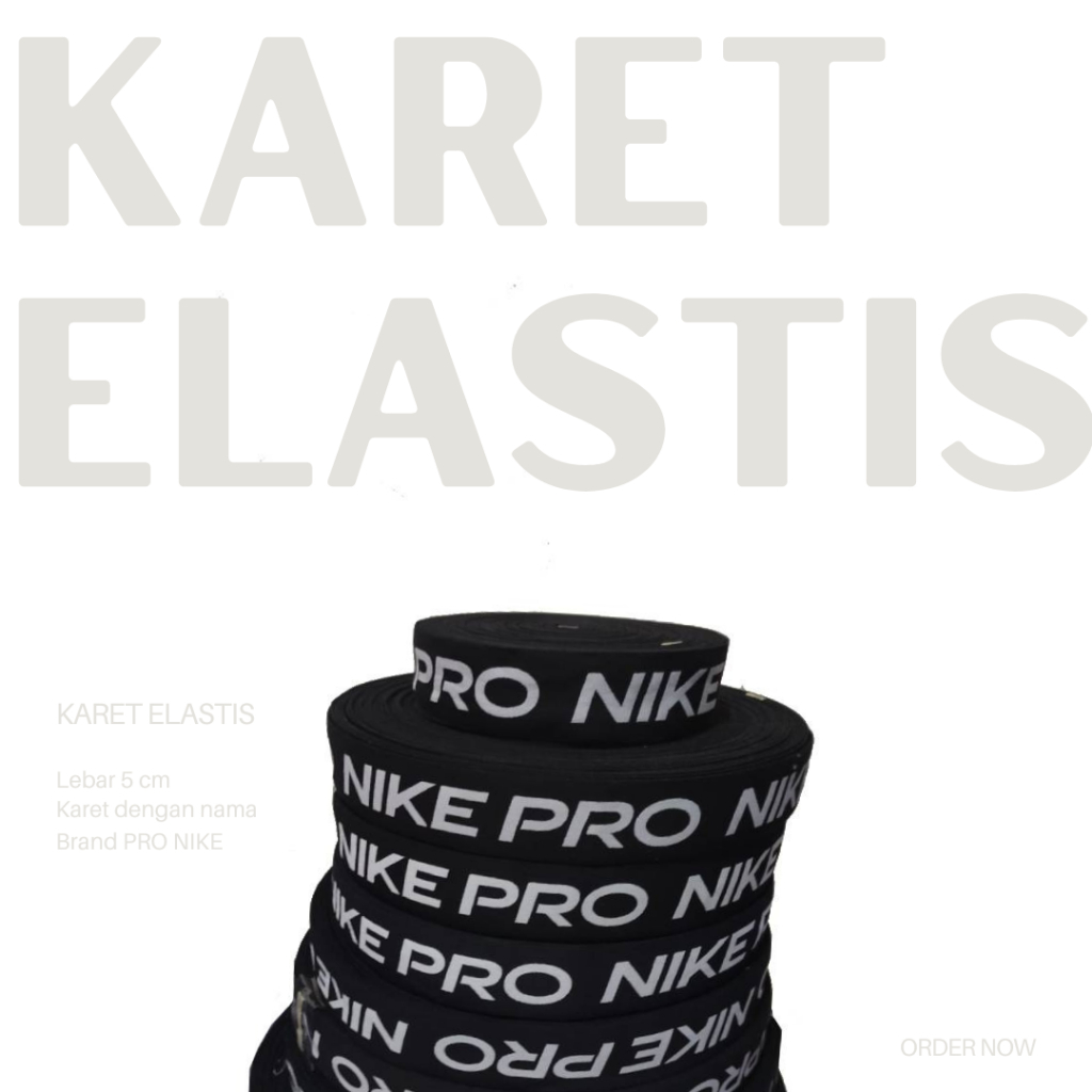 Karet Elastis Meteran Lebar 5 cm / Karet Tulisan Brand / Karet Kolor / Karet Boxer / Karet Celana / 