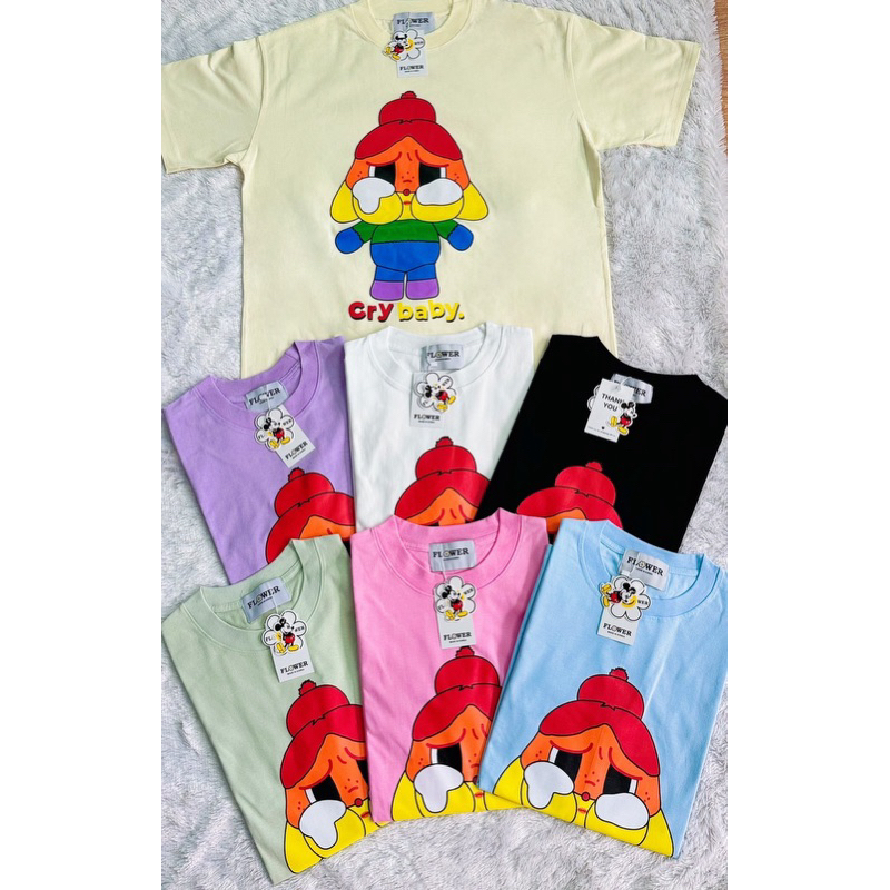 TERMURAH READY STOCK BAJU BANGKOK KAOS IMPORT POP MART CRY BABY SAD CLUB MERK FLOWER / BAJU BKK ORIG