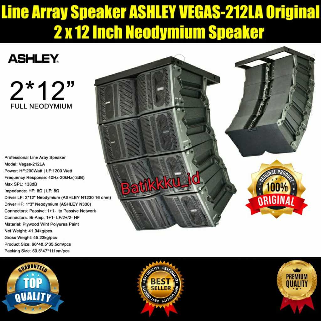 Line Array Speaker ASHLEY VEGAS 212 VEGAS212 Original 2 x 12 Inch Neodymium