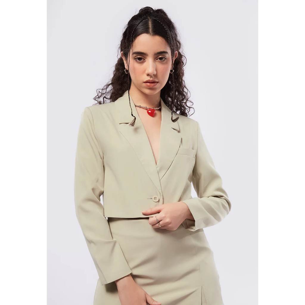 COLORBOX Regular Fit Crop Blazer