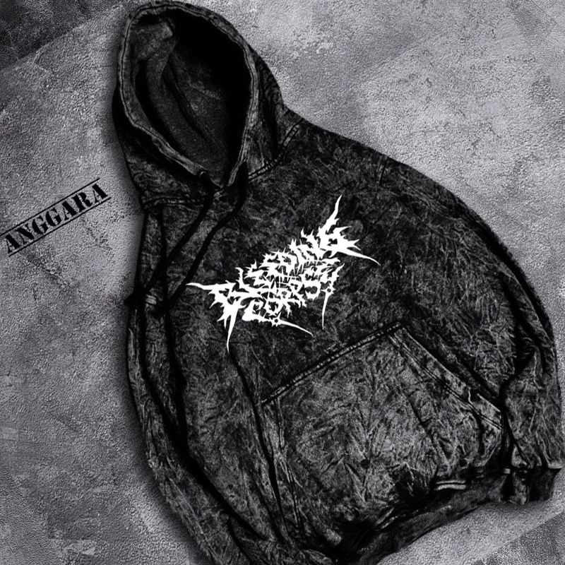 SWEATER HOODIE WASHED BLEEDING CORPSE JAKET HOODIE SANDWASH METAL PRIA