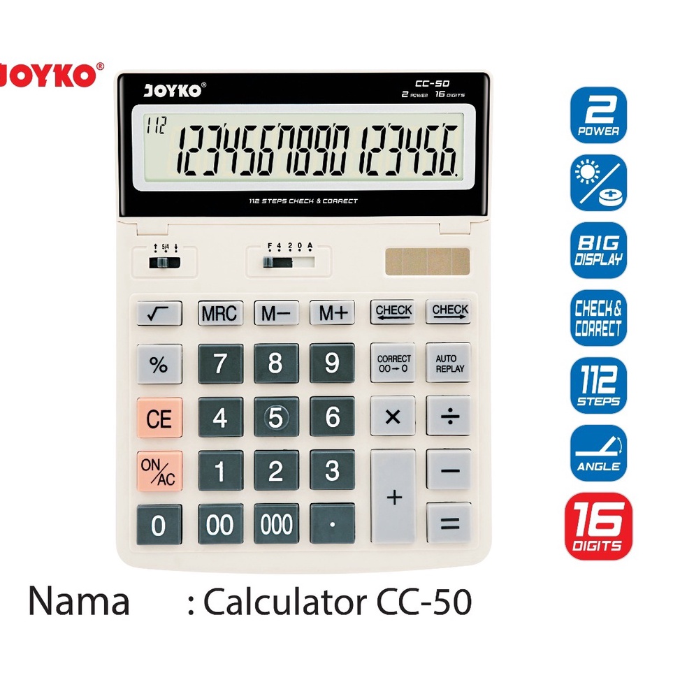 

Kejutan Viral Joyko CC5 Calculator 16 digit angka Kalkulator 16 Digits jumbo