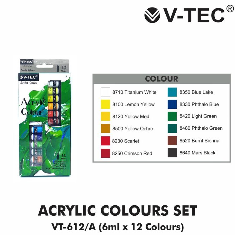 

Baru Untung Cat Acrylic Colours Set VTec 6ml12W 1set12wrn