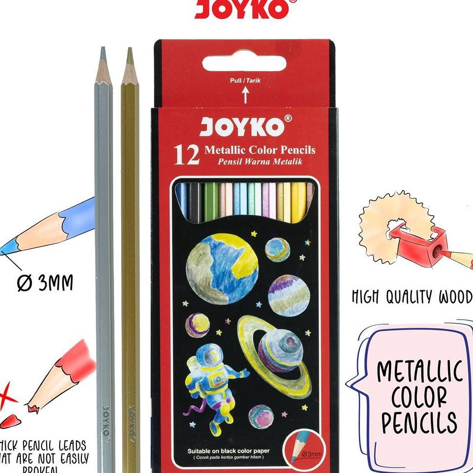 

Murah Meriah Pensil Warna Metalik Metallic Color Pencils Joyko CP123M 12 Warna