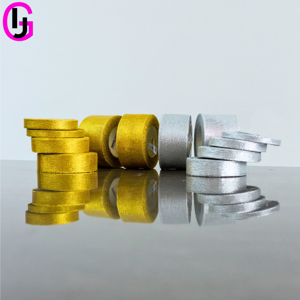 

Pita Glitter Metalik 1/2" inch = 1.25 cm Untuk Aksesoris Bungkus Hadiah Pita Kado Buket Pita Satin